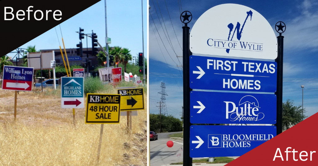 homebuilder directional plaza in texas