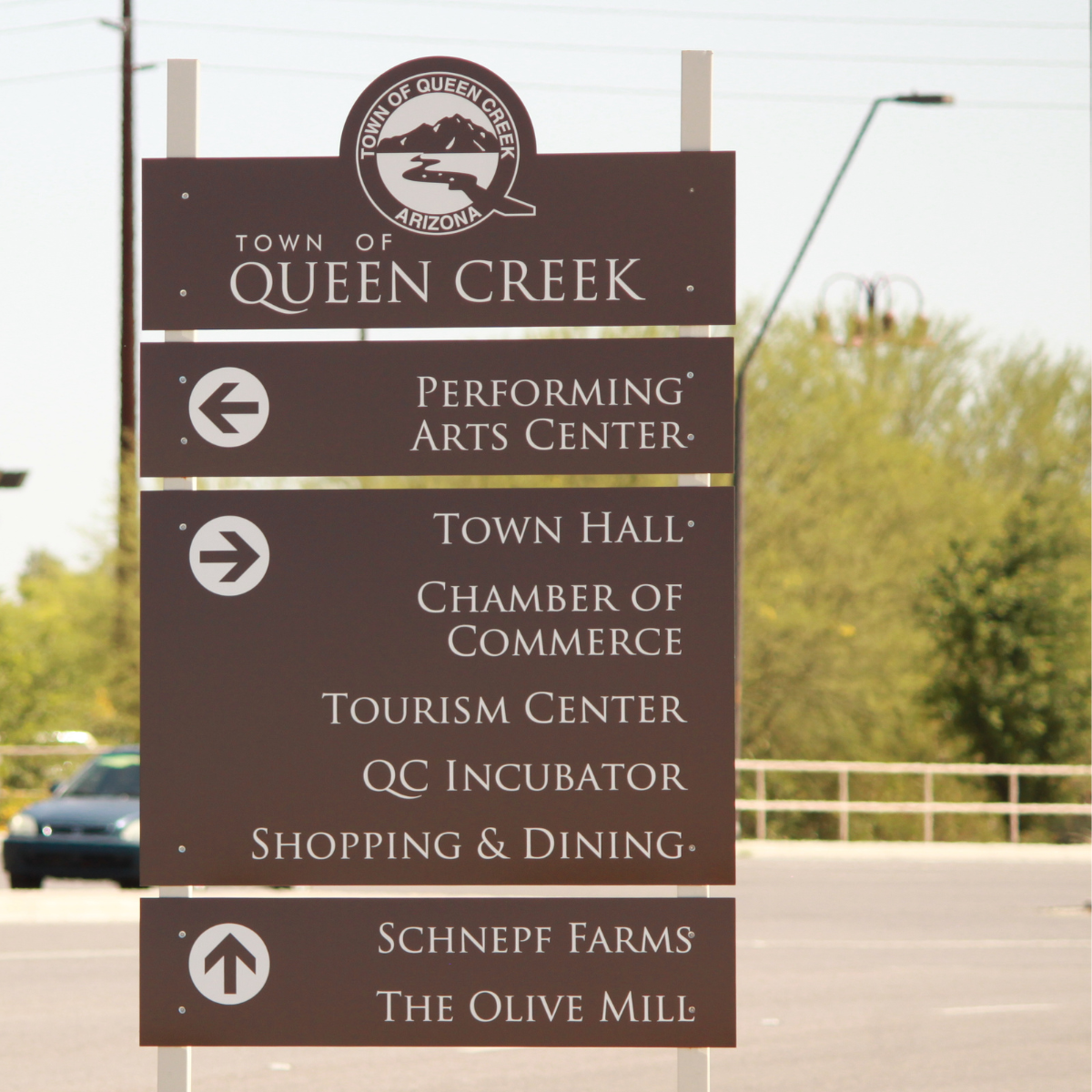 wayfinding and placemaking sign in queen creek arizona