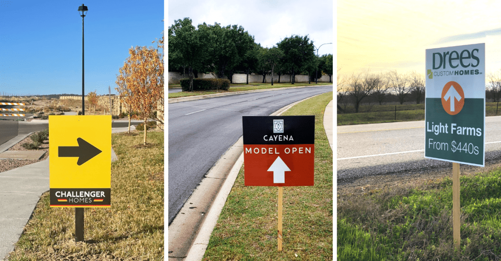 home builder weekend directional signs